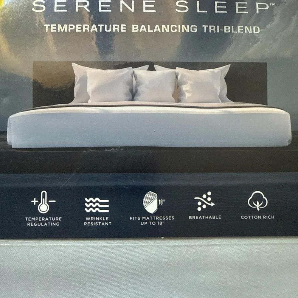 SereneSleep High IQ CoolComfort 1000-Thread Ct Luxury King Sheet Set Blue